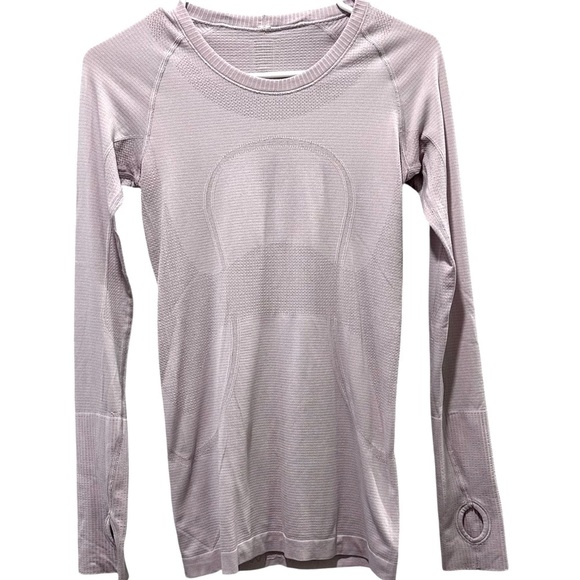 Lululemon Swiftly Tech Long Sleeve Crew Smoky Blush Light Pink Thumbholes Sz 4 - Picture 1 of 9